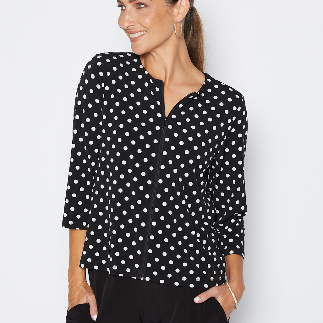 Comet slinky jersey zip top in Aria