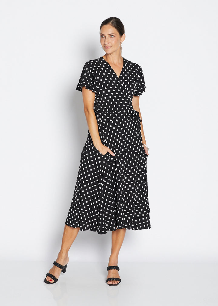 Florida slinky jersey wrap jersey dress in Aria, sustainable slow fashion made in Australia by Philosophy Australia