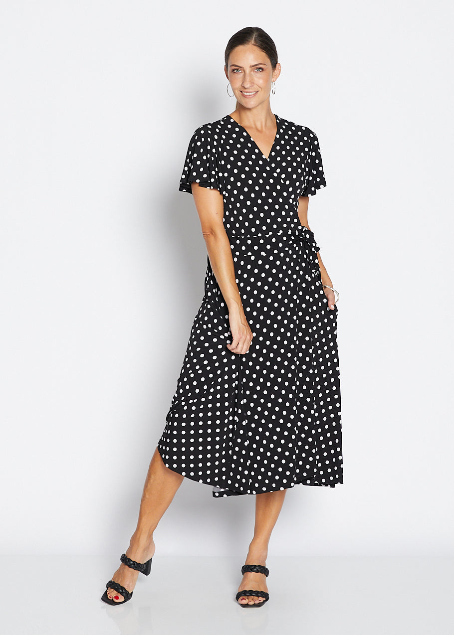 Florida slinky jersey wrap jersey dress in Aria, sustainable slow fashion made in Australia by Philosophy Australia