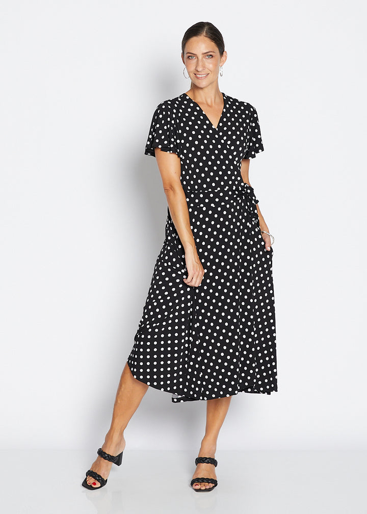 Florida slinky jersey wrap jersey dress in Aria, sustainable slow fashion made in Australia by Philosophy Australia