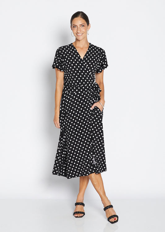 Florida slinky jersey wrap jersey dress in Aria, sustainable slow fashion made in Australia by Philosophy Australia