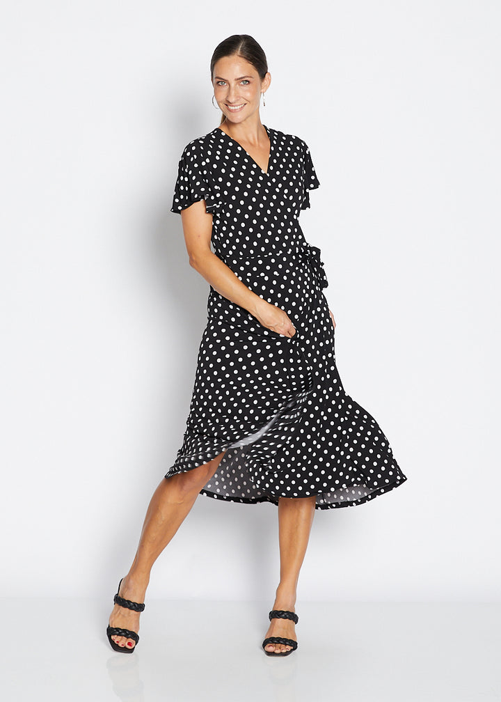 Florida slinky jersey wrap jersey dress in Aria, sustainable slow fashion made in Australia by Philosophy Australia