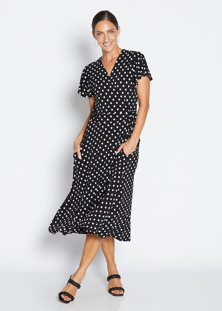 Florida slinky jersey wrap jersey dress in Aria, sustainable slow fashion made in Australia by Philosophy Australia