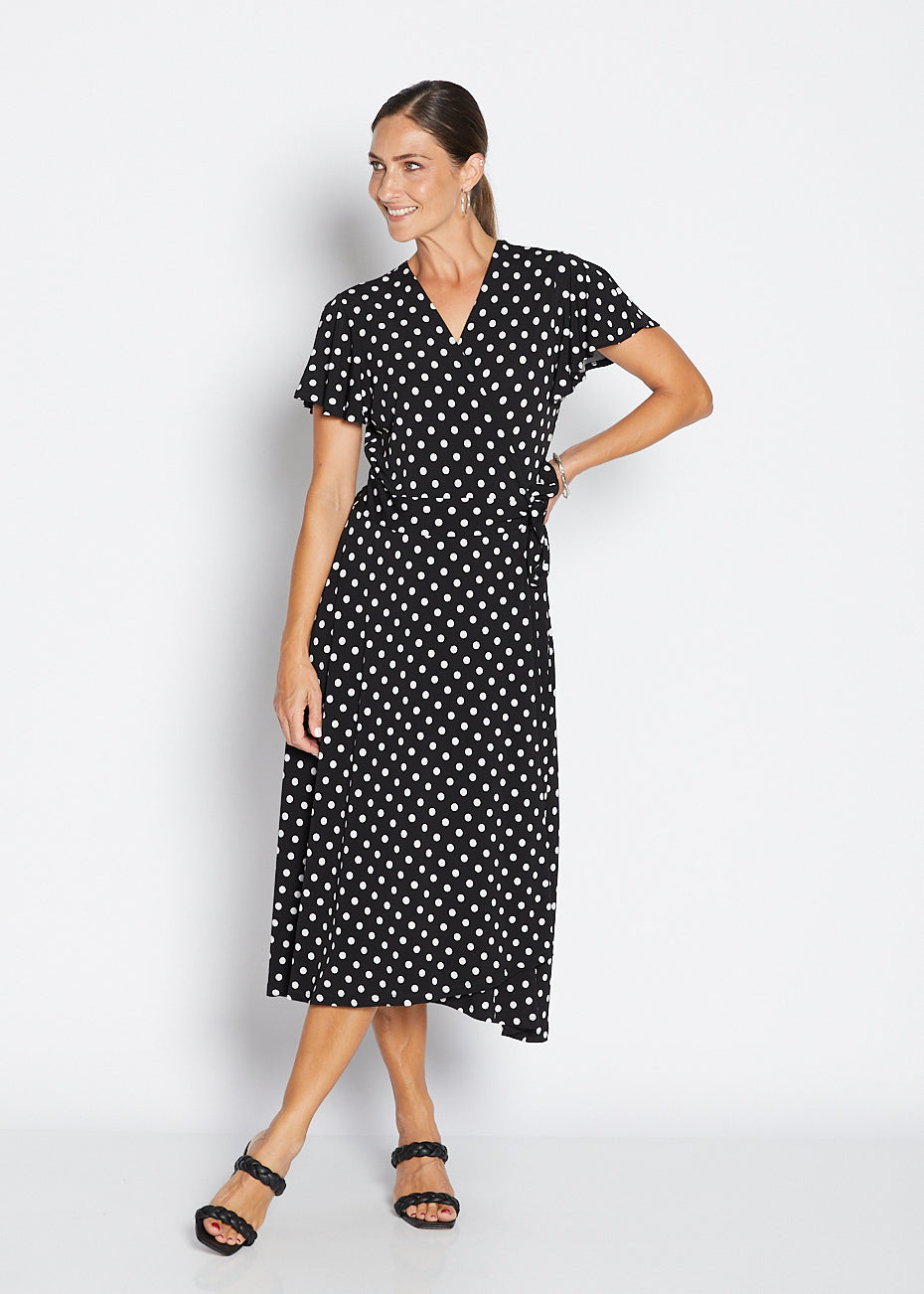 Florida slinky jersey wrap jersey dress in Aria, sustainable slow fashion made in Australia by Philosophy Australia