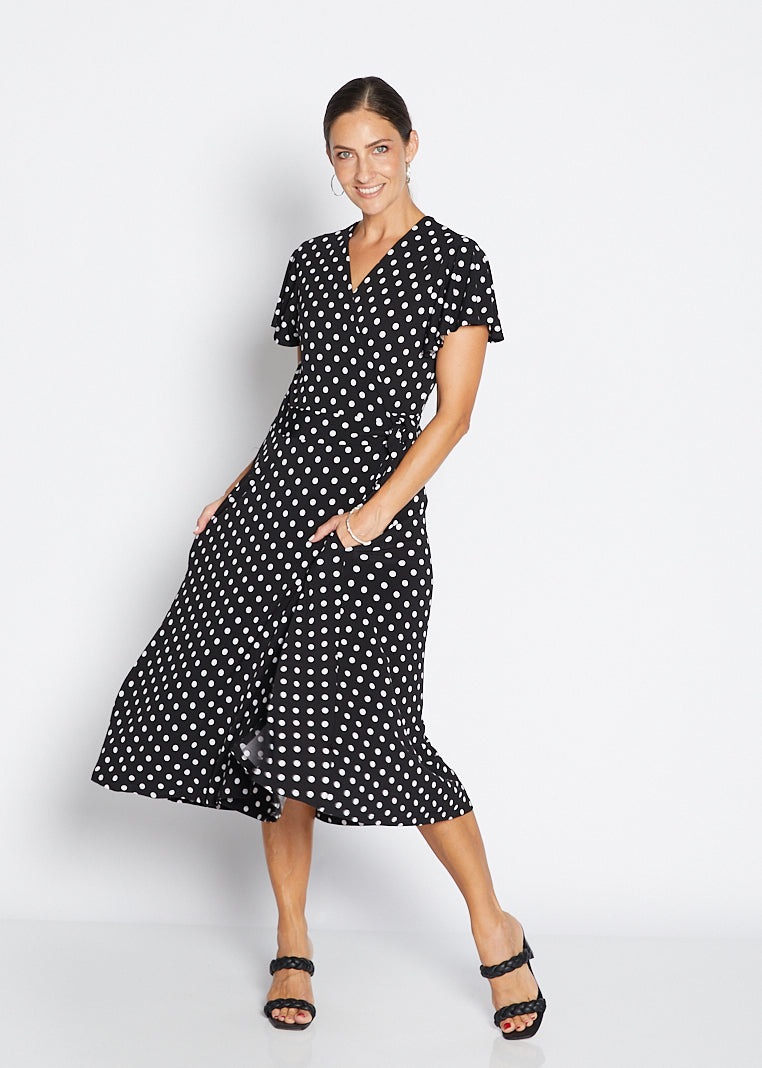 Florida slinky jersey wrap jersey dress in Aria, sustainable slow fashion made in Australia by Philosophy Australia