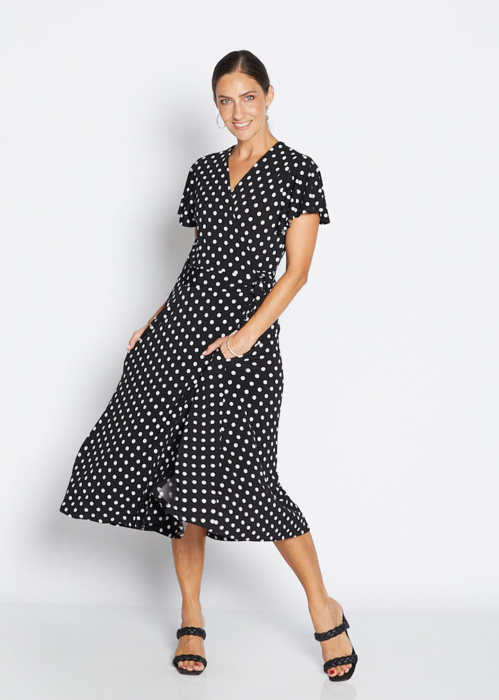 Florida slinky jersey wrap jersey dress in Aria, sustainable slow fashion made in Australia by Philosophy Australia