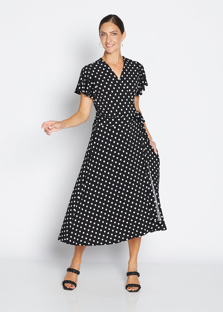 Florida slinky jersey wrap jersey dress in Aria, sustainable slow fashion made in Australia by Philosophy Australia