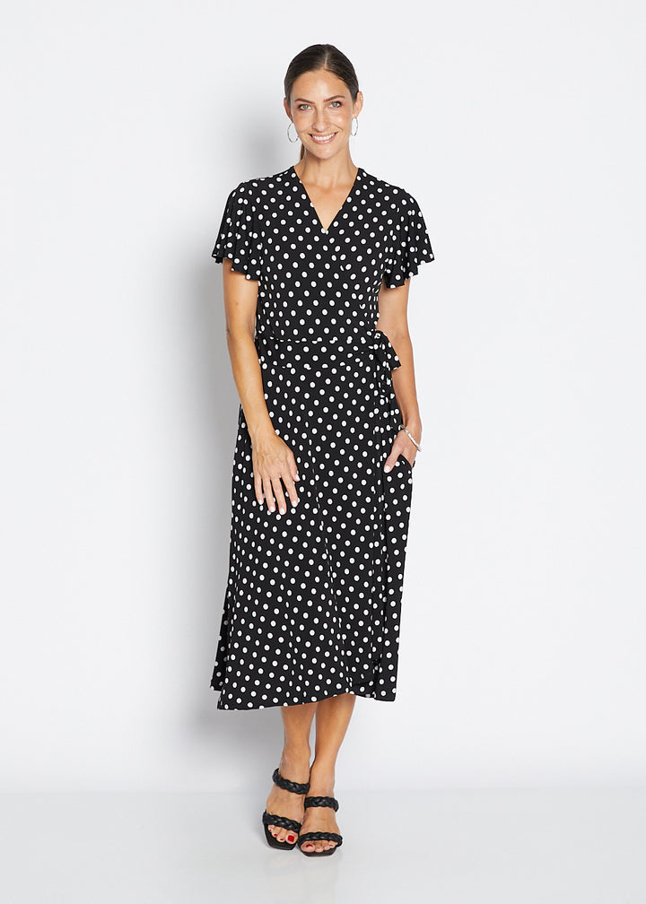 Florida slinky jersey wrap jersey dress in Aria, sustainable slow fashion made in Australia by Philosophy Australia