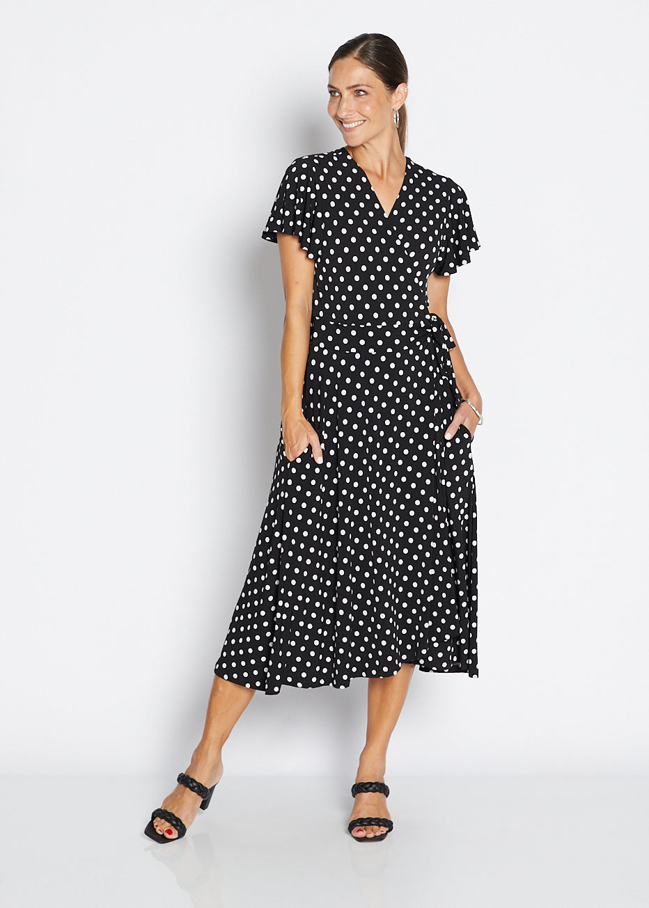 Florida slinky jersey wrap jersey dress in Aria, sustainable slow fashion made in Australia by Philosophy Australia