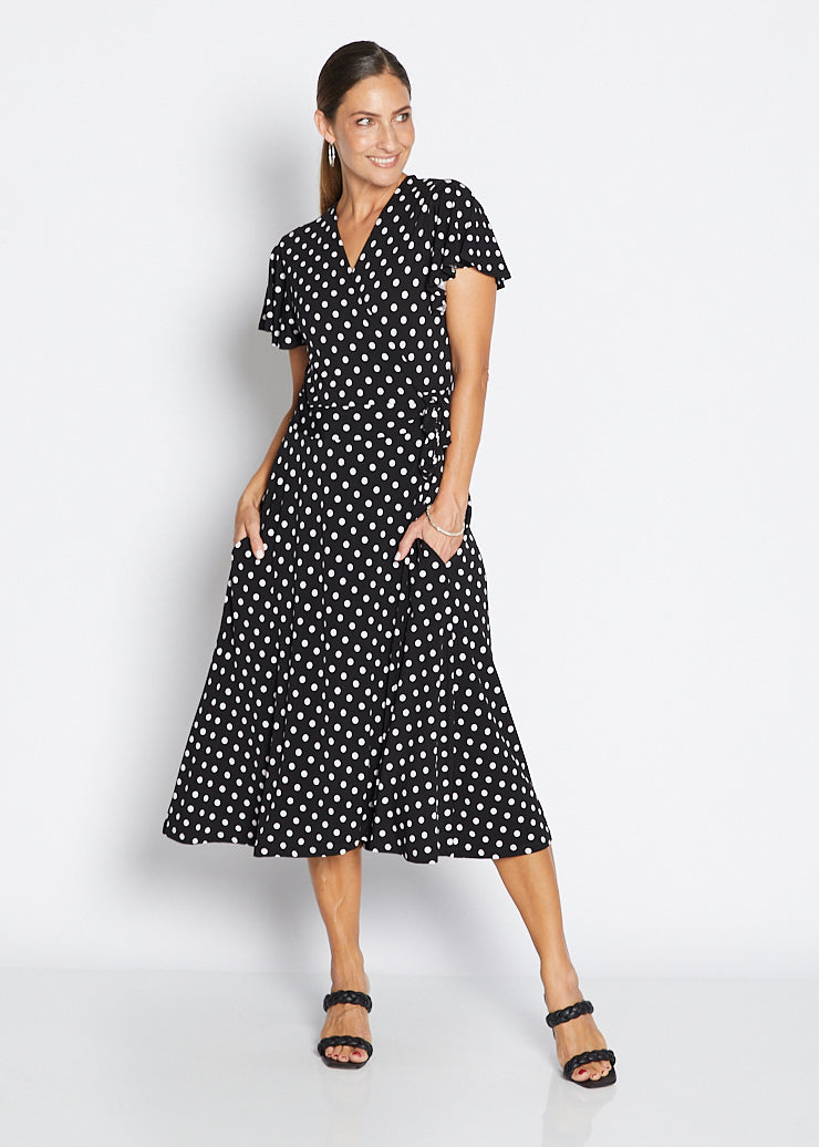 Florida slinky jersey wrap jersey dress in Aria, sustainable slow fashion made in Australia by Philosophy Australia