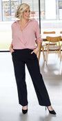 Arrow Miracle Bengaline Women's full length wide leg pants in black.