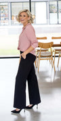 Arrow Miracle Bengaline Women's full length wide leg pants in black.