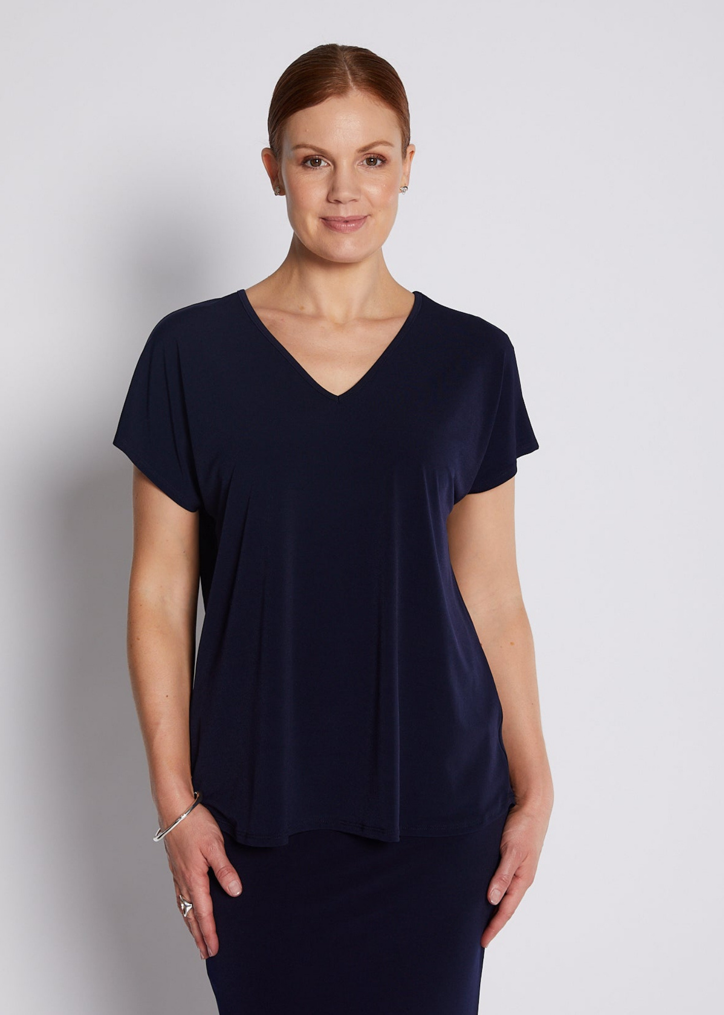 Jersey Reversible Tee Top in Navy
