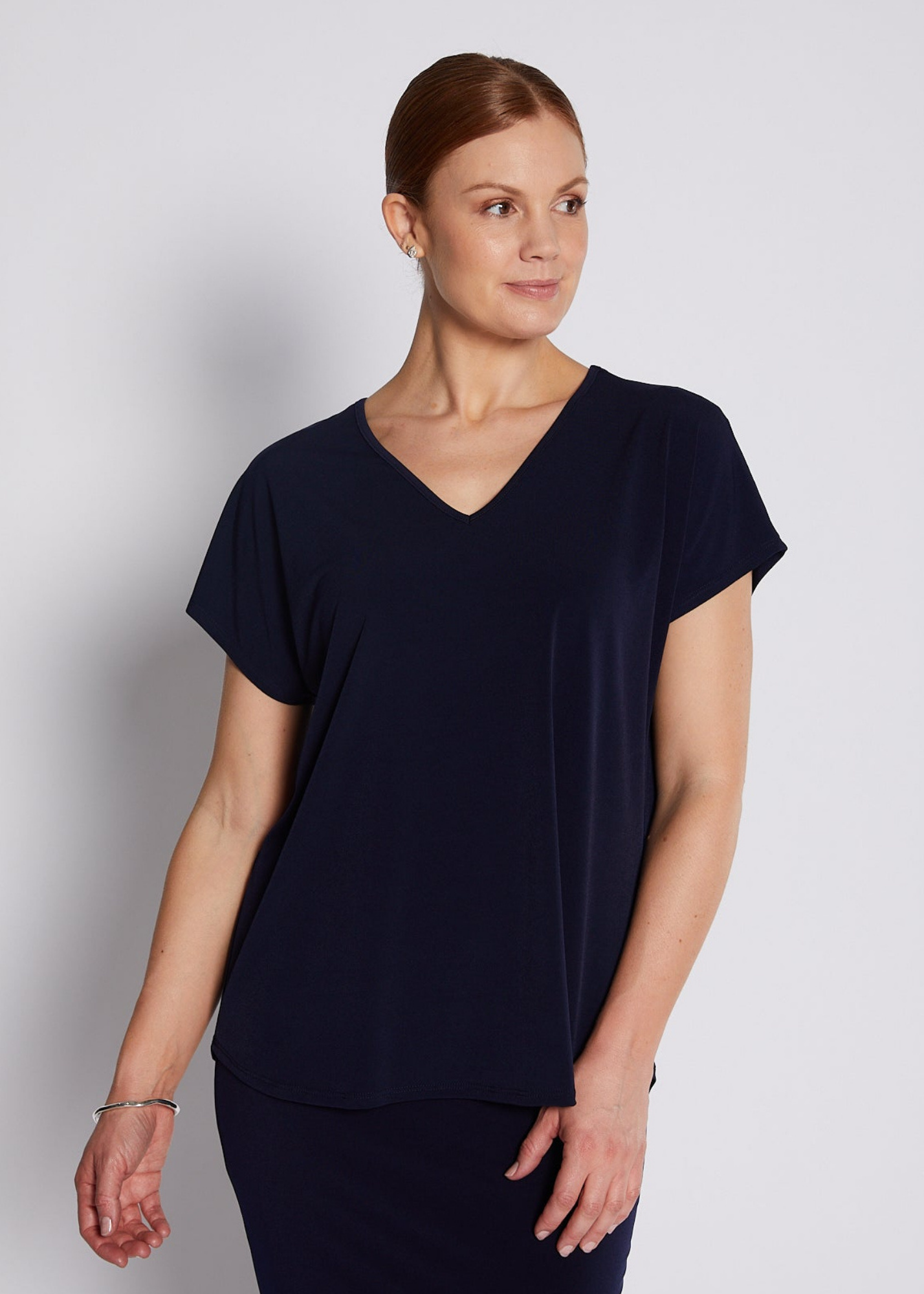 Jersey Reversible Tee Top in Navy