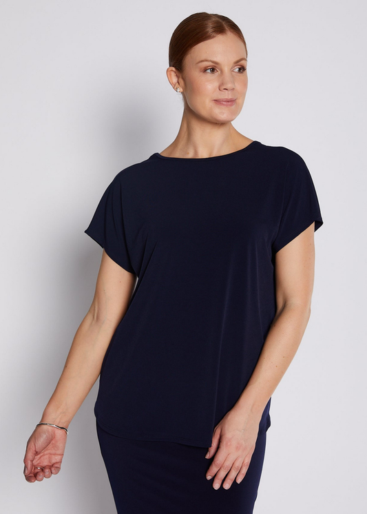 Jersey Reversible Tee Top in Navy