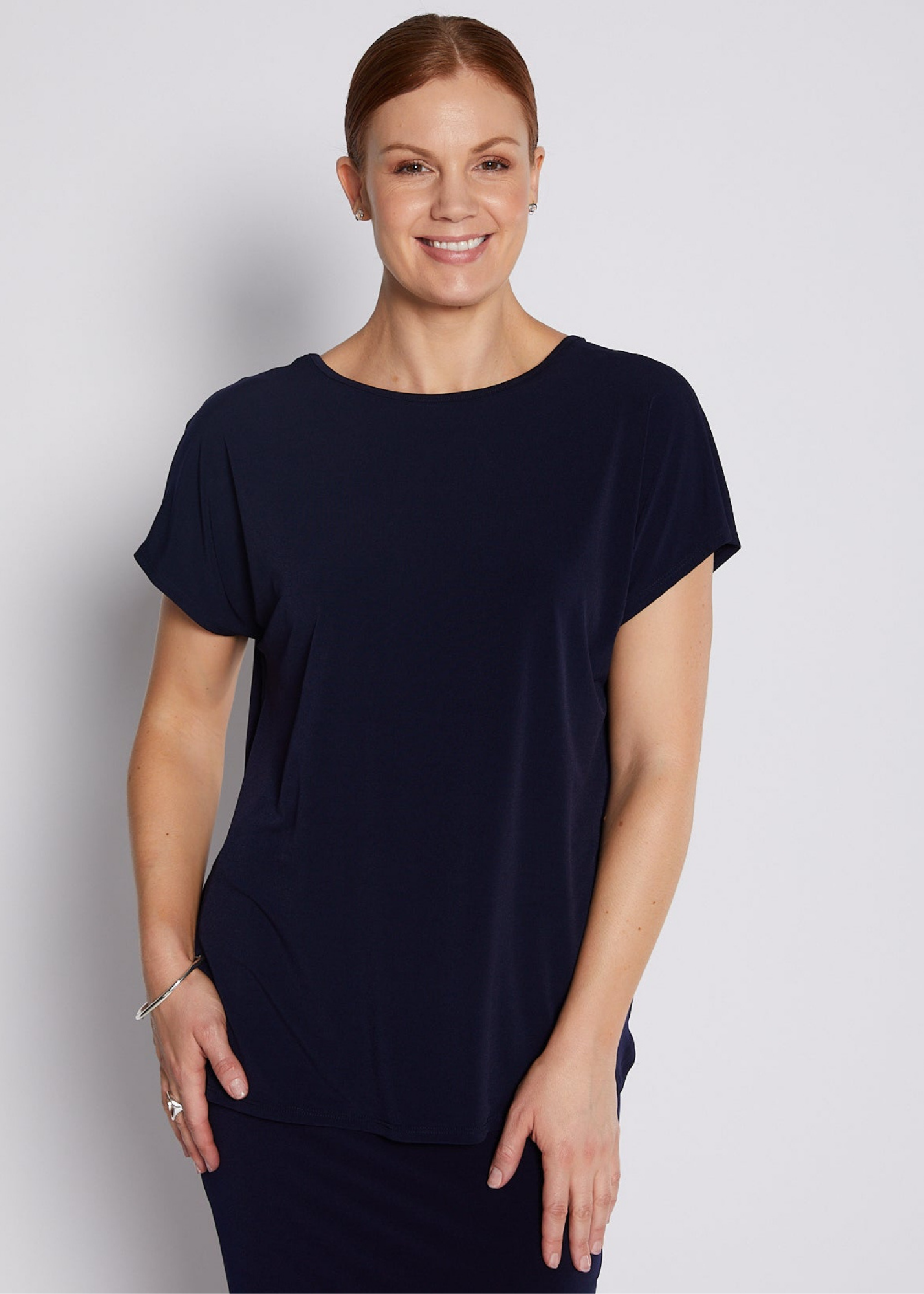 Jersey Reversible Tee Top in Navy