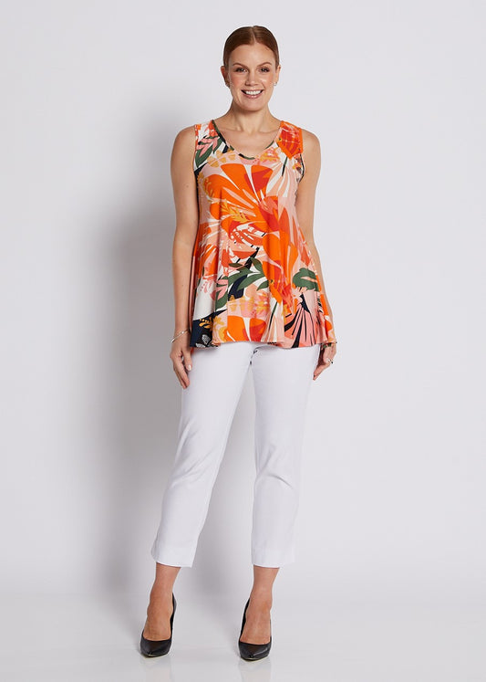 Jersey Reversible Swing Tank in Coral and Black Floral Print