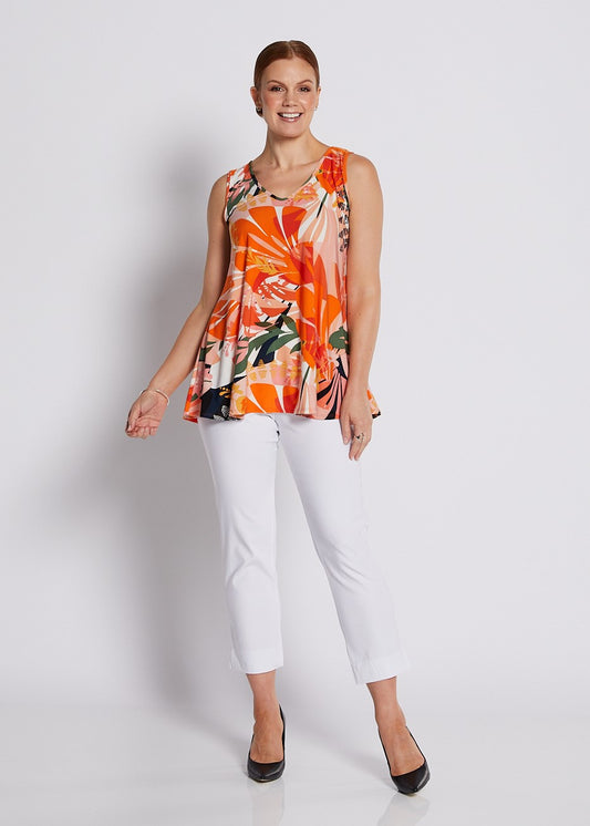 Jersey Reversible Swing Tank in Coral and Black Floral Print