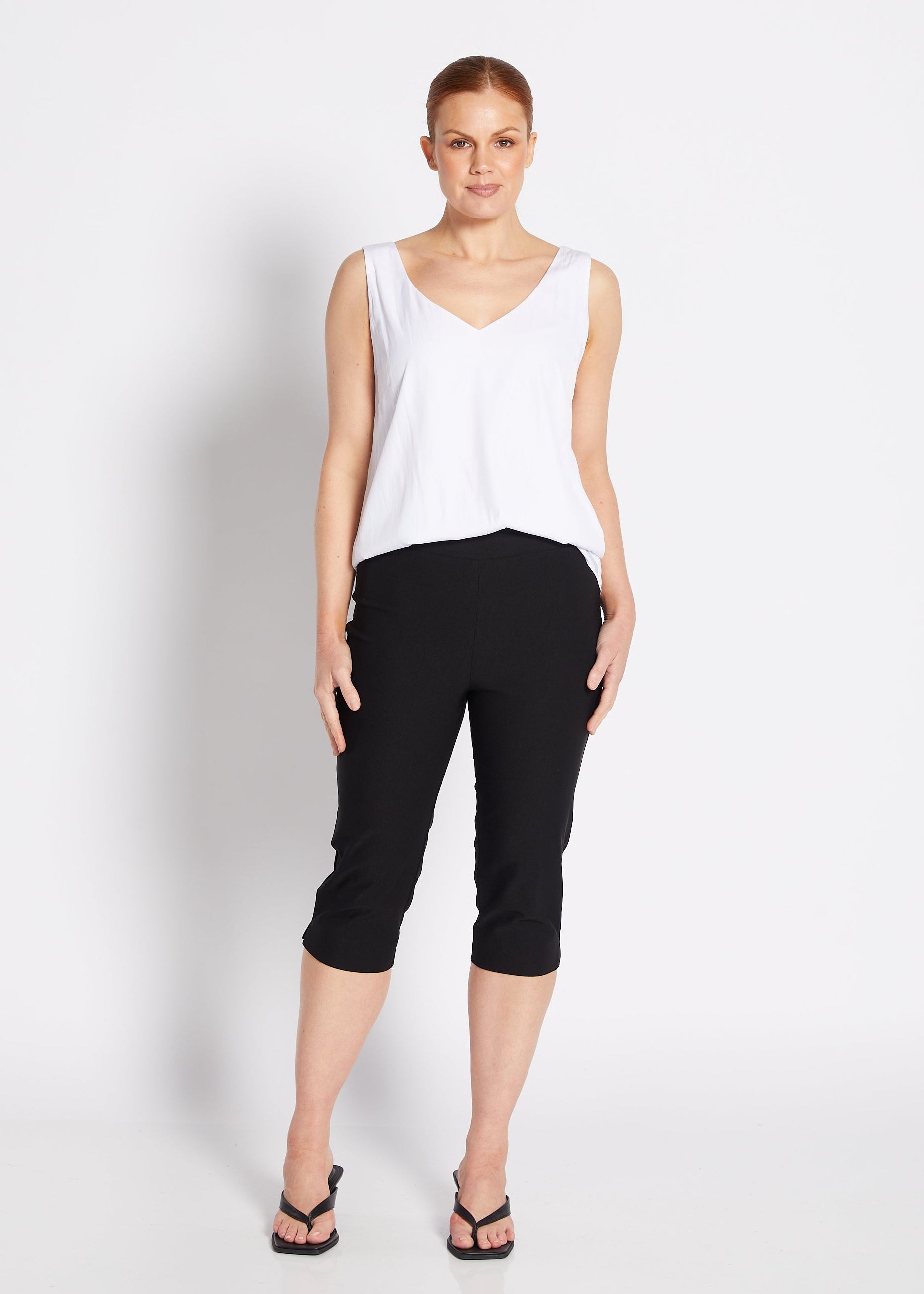 Bengaline Stretch Capri Pants in Black