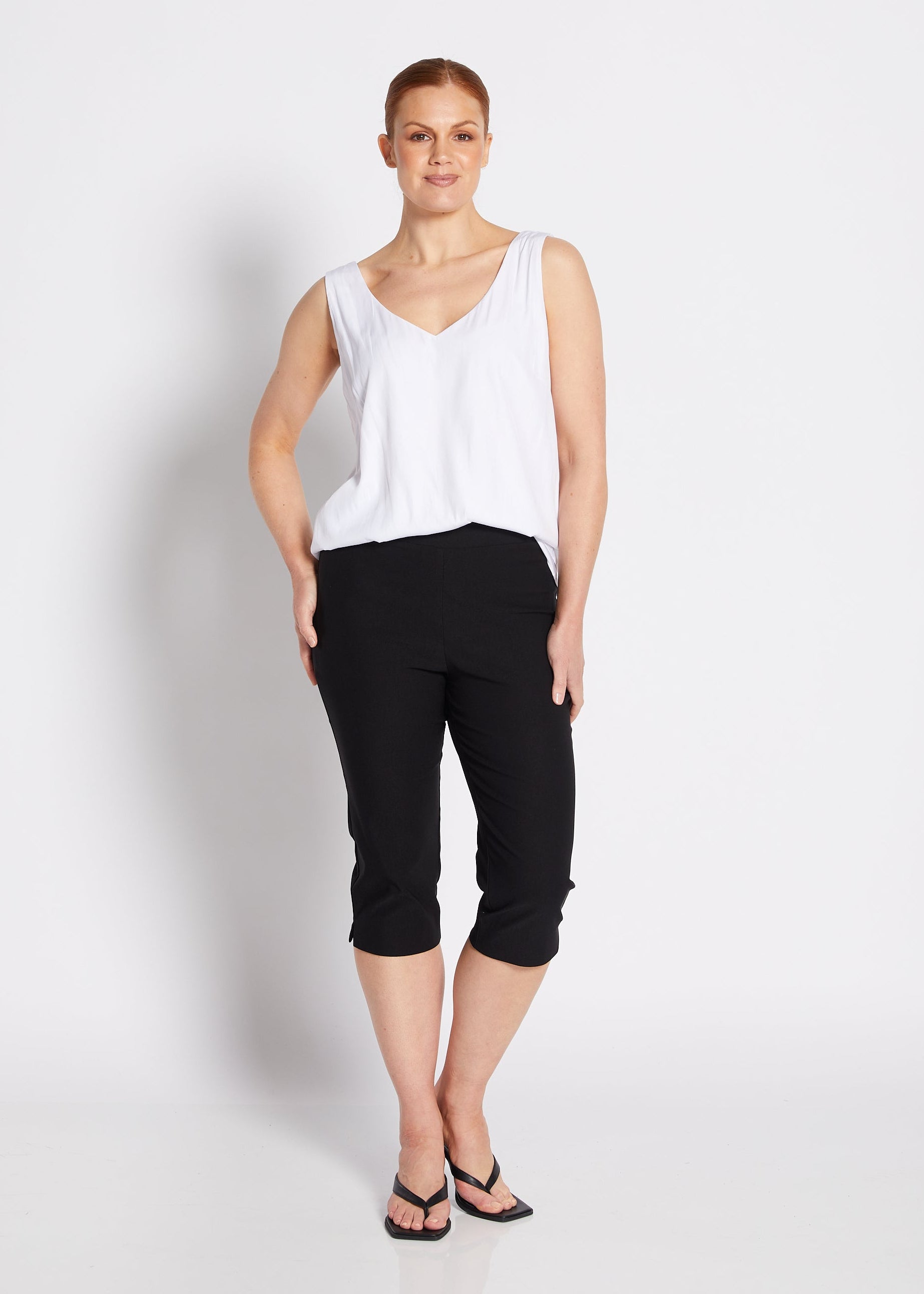 Bengaline Stretch Capri Pants in Black