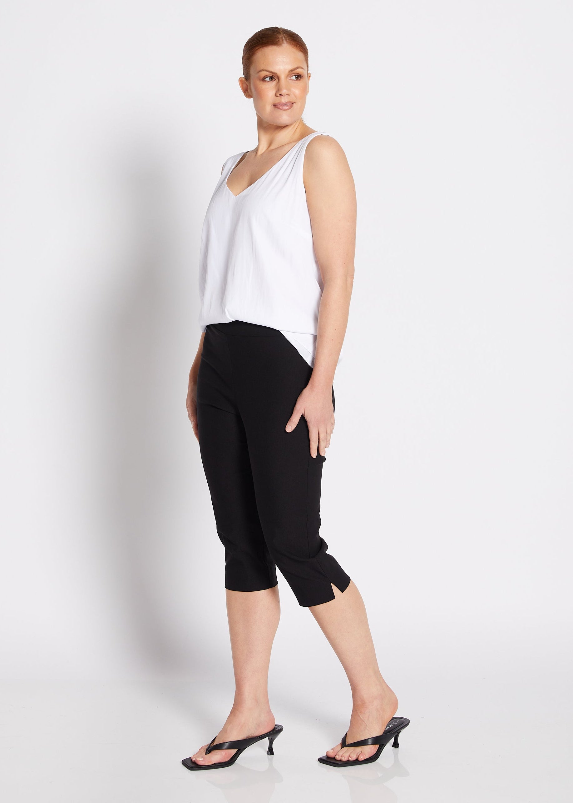 Bengaline Stretch Capri Pants in Black