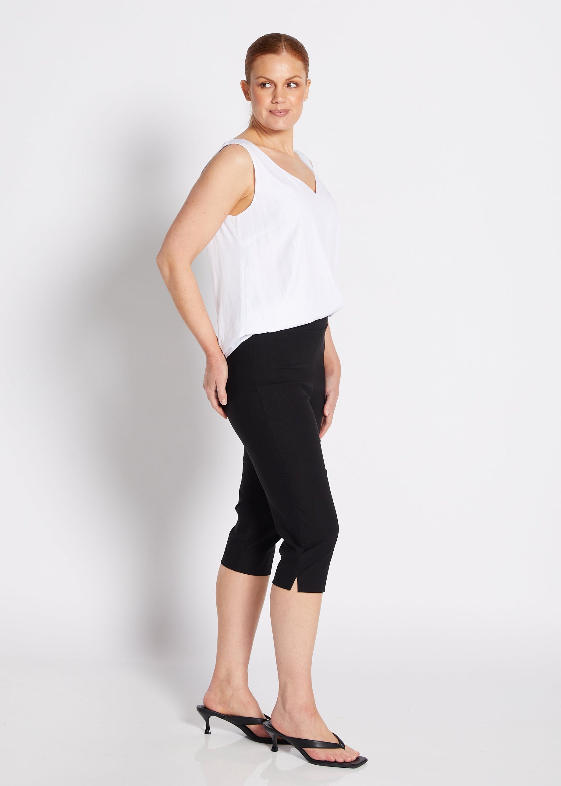 Bengaline Stretch Capri Pants in Black