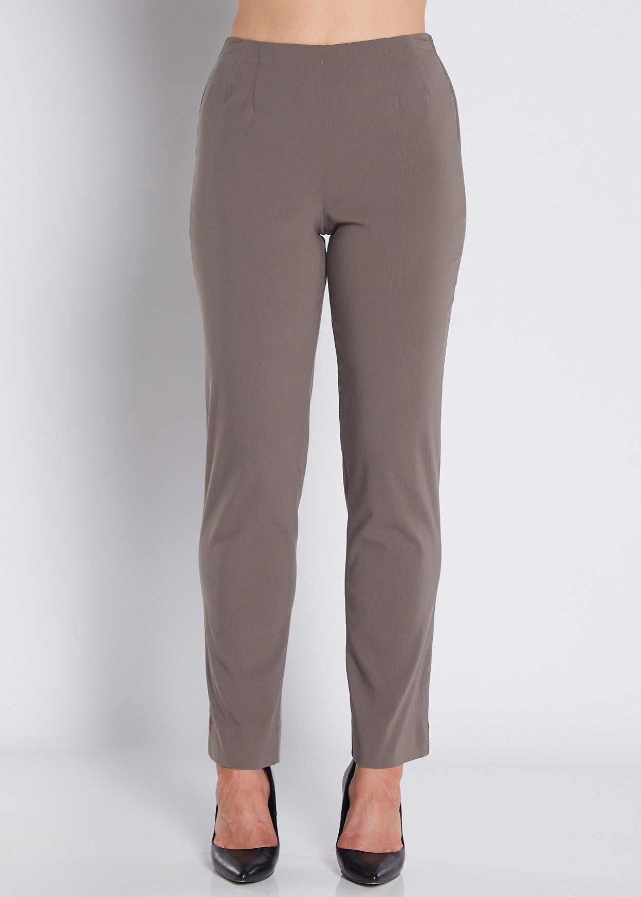 Gem Heritage Bengaline miracle stretch side zip straight pants in bark neutral