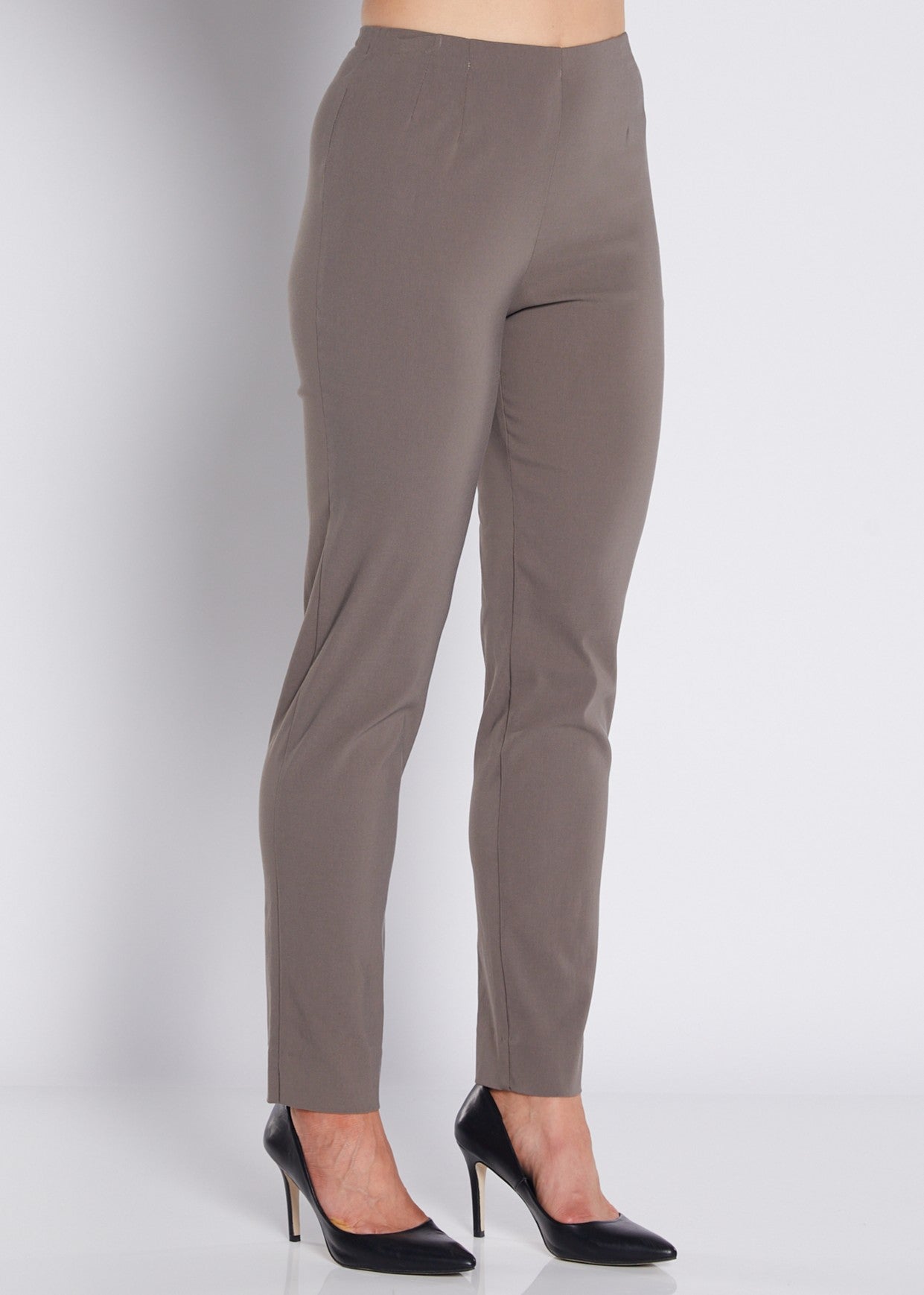 Gem Heritage Bengaline miracle stretch side zip straight pants in bark neutral