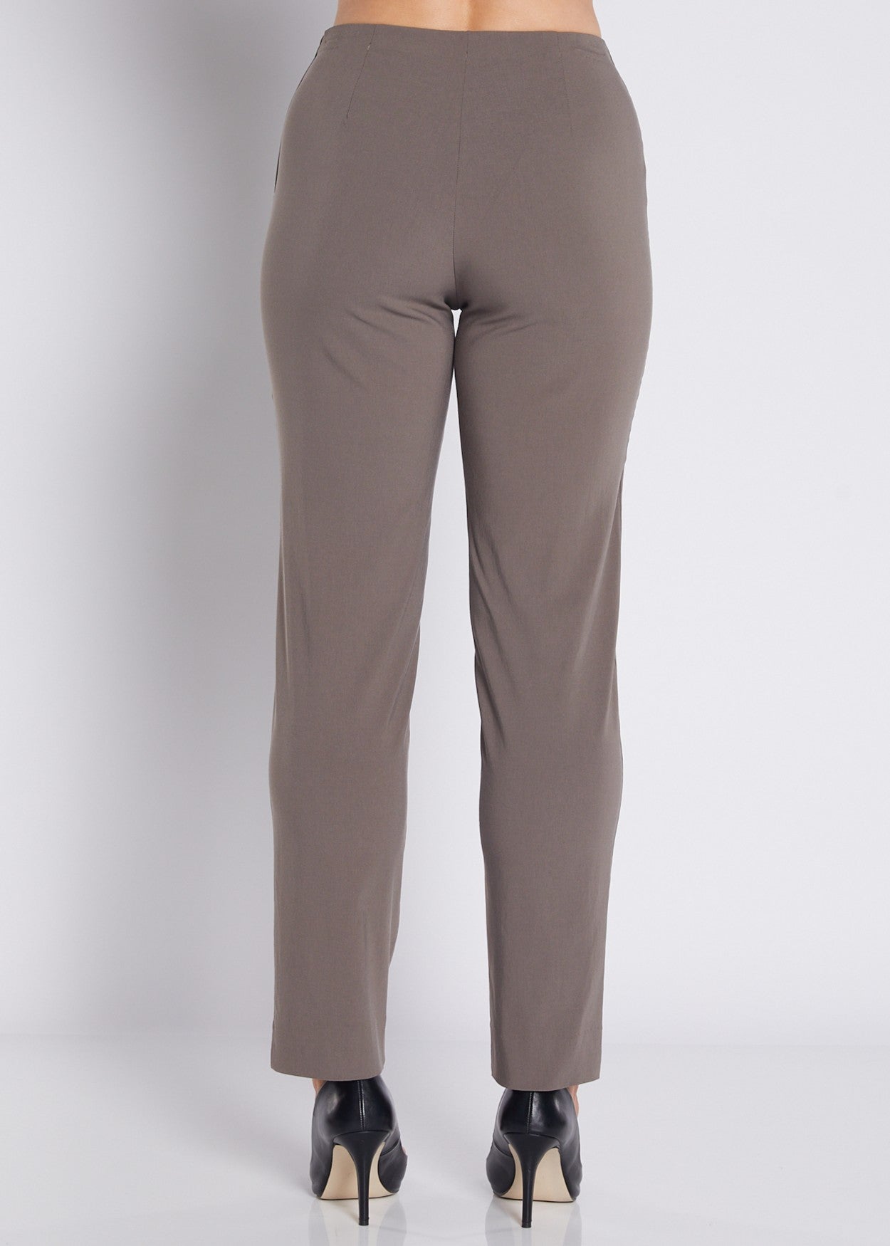Gem Heritage Bengaline miracle stretch side zip straight pants in bark neutral