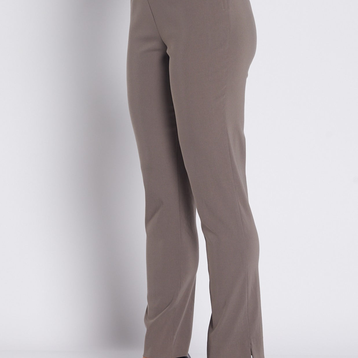 Bengaline Stretch Side Zip Straight Pants in Neutral Bark