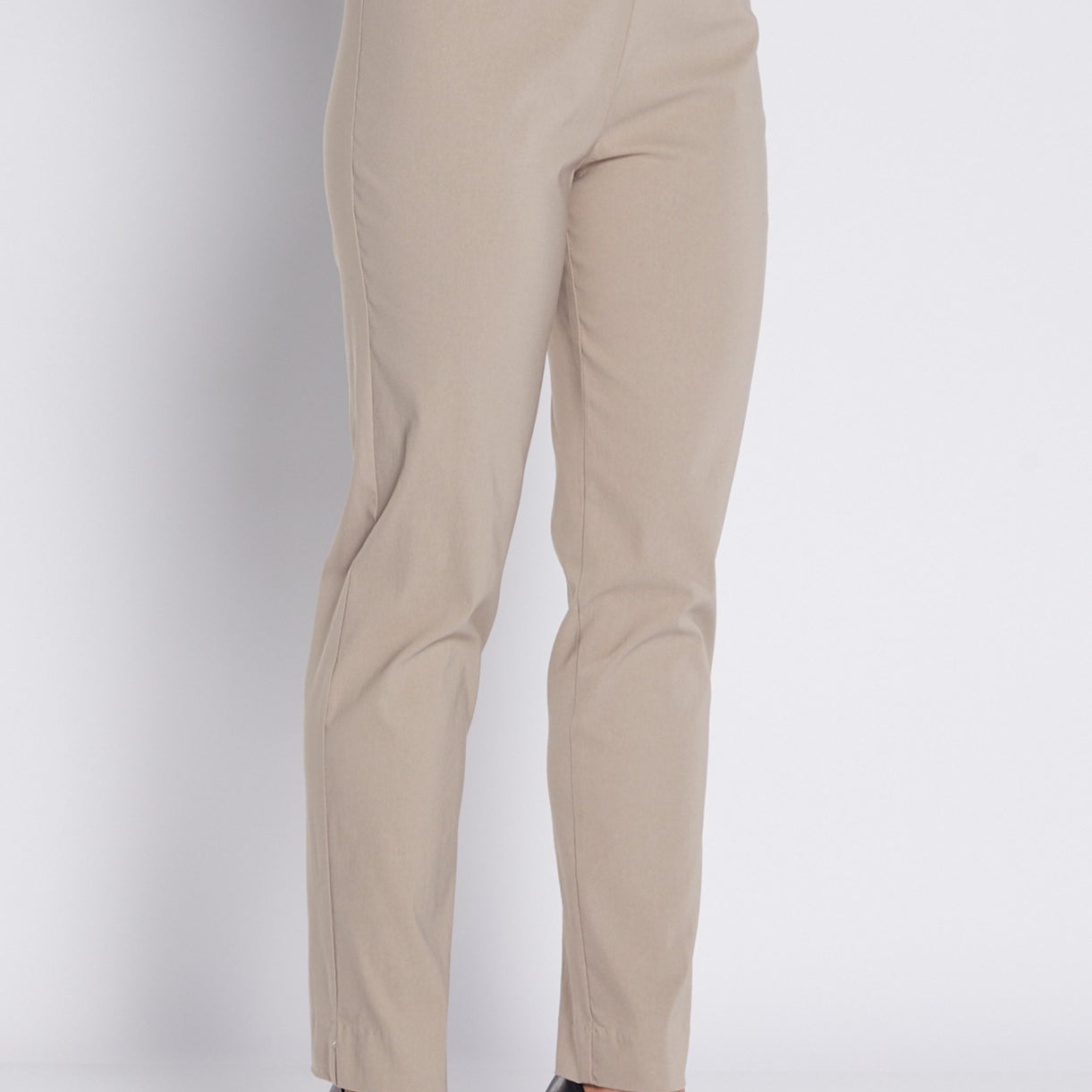 Bengaline Stretch Side Zip Straight Pants in Neutral Raffia