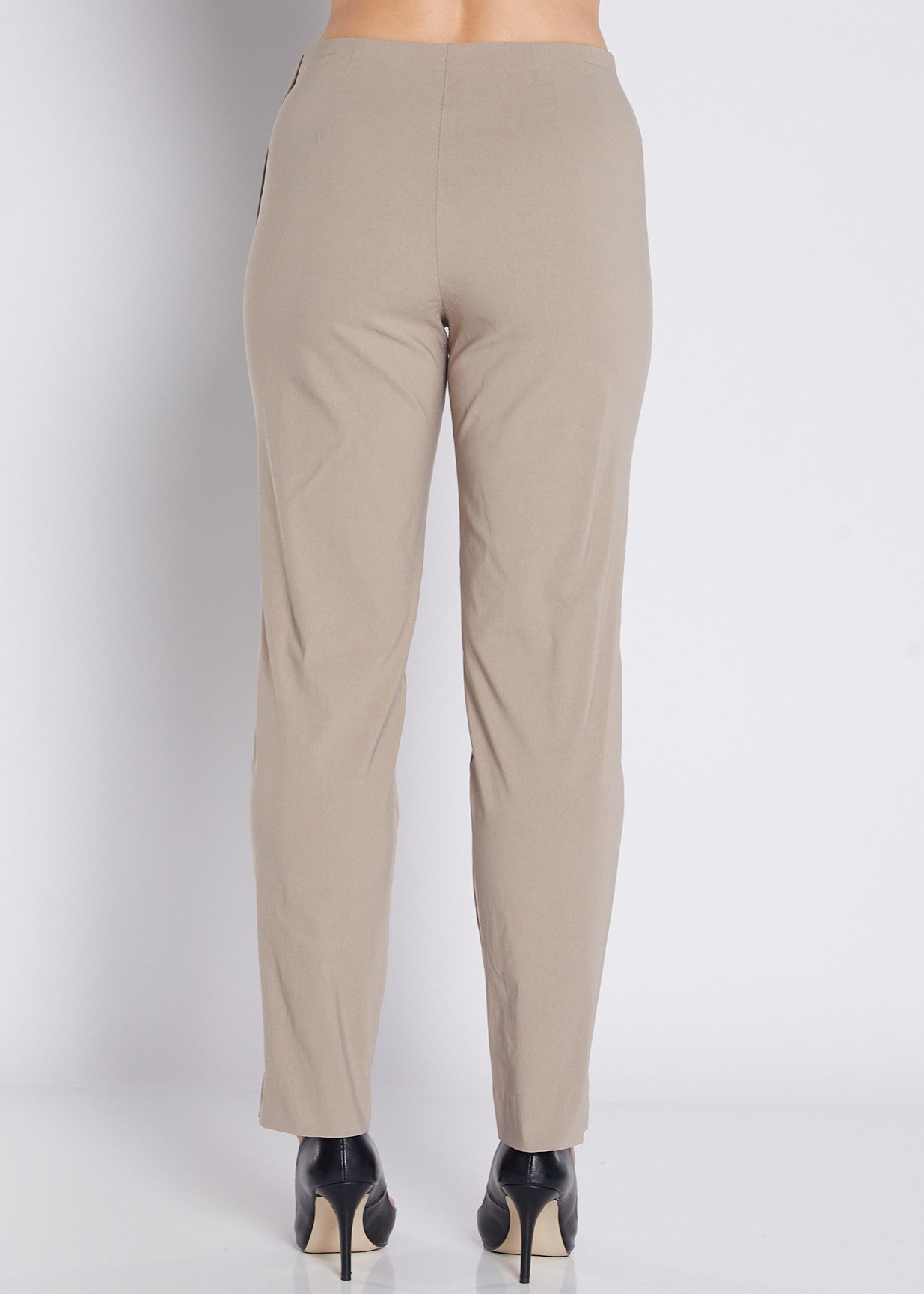 Bengaline Stretch F/L Side Zip Straight Pants in Neutral Raffia