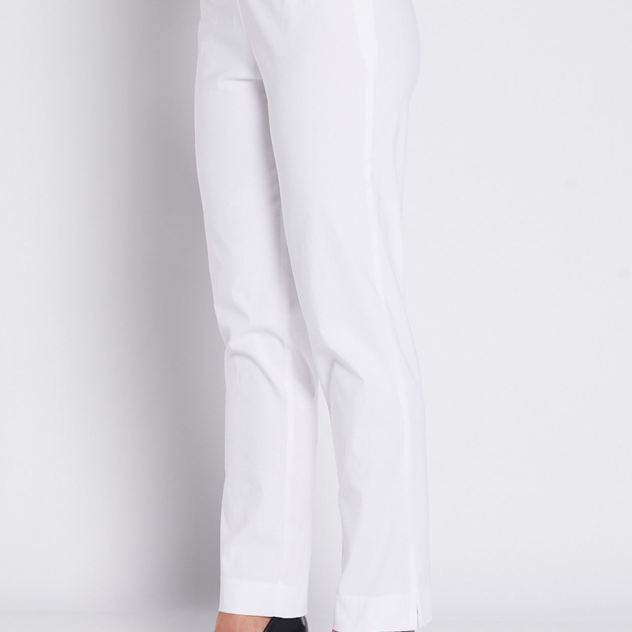 Bengaline Stretch Side Zip Straight Pants in White