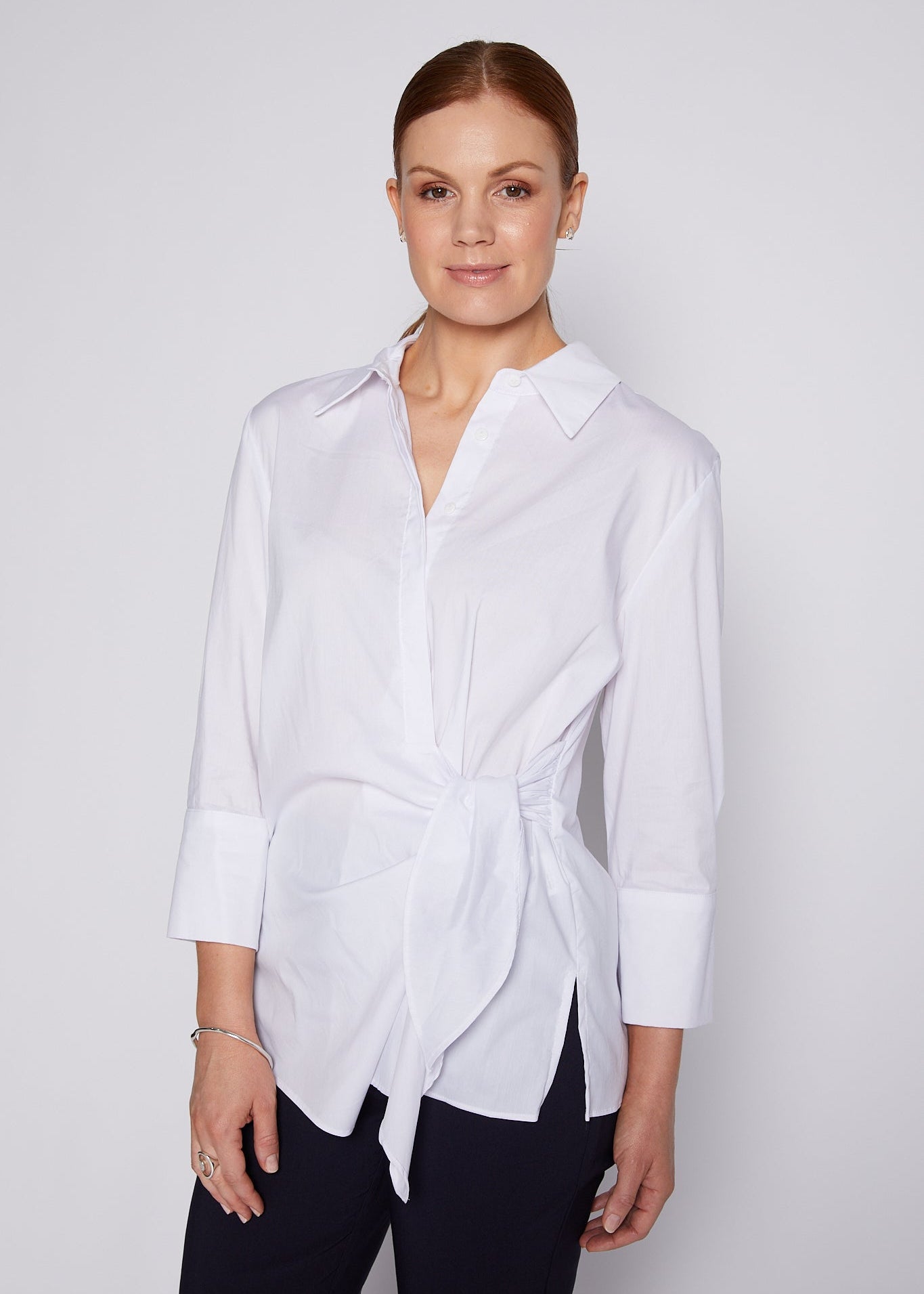 Decible City stretch cotton shirt in white