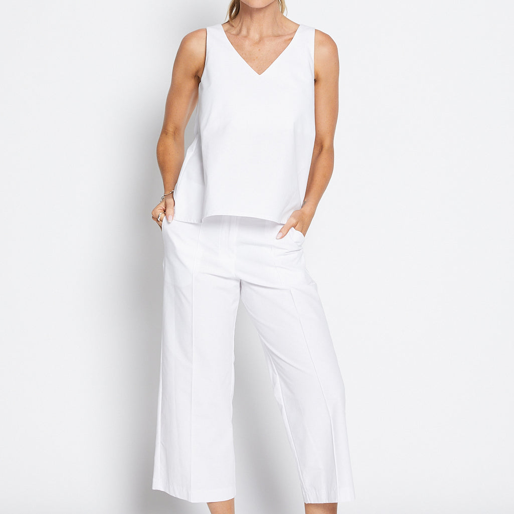 Daze Bravo cotton crop pant in white
