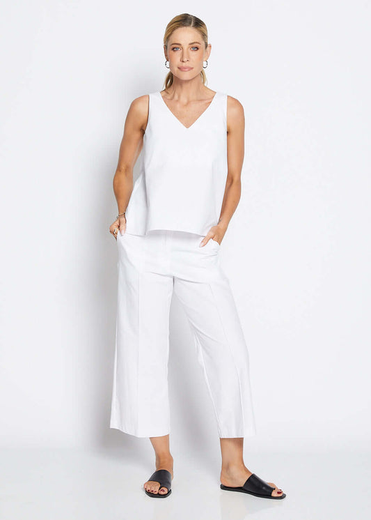 Daze Bravo cotton crop pant in white