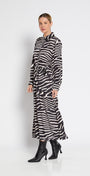 Philosophy Australia Bartow Satin Dress in Ruby Zebra Print, made in Australia