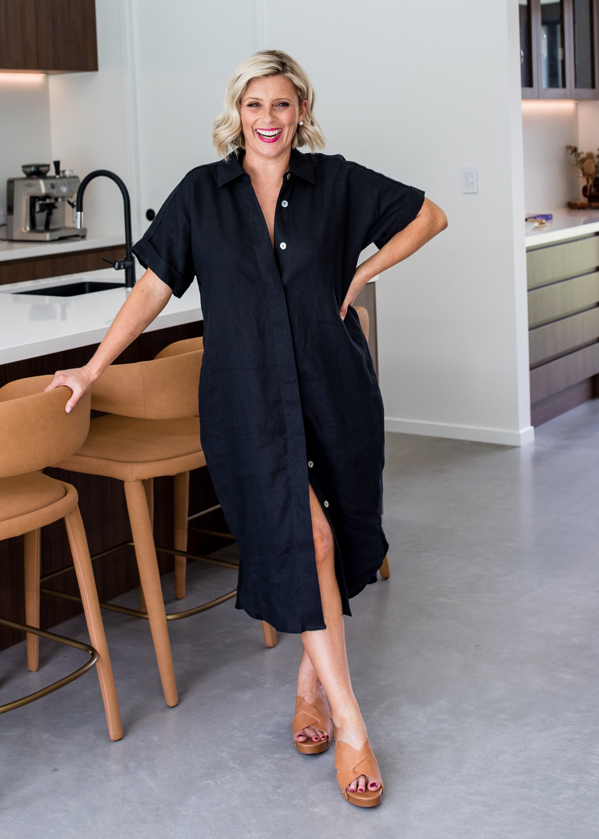 Beyah Havana luxe linen shirtdress in black Philosophy Australia Beyah Havana luxe linen shirtdress in black Philosophy Australia