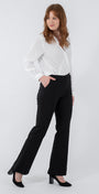 Bootie Bengaline Women's full length Kick-flare pants in black.