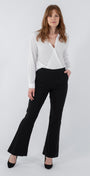 Bootie Bengaline Women's full length Kick-flare pants in black.