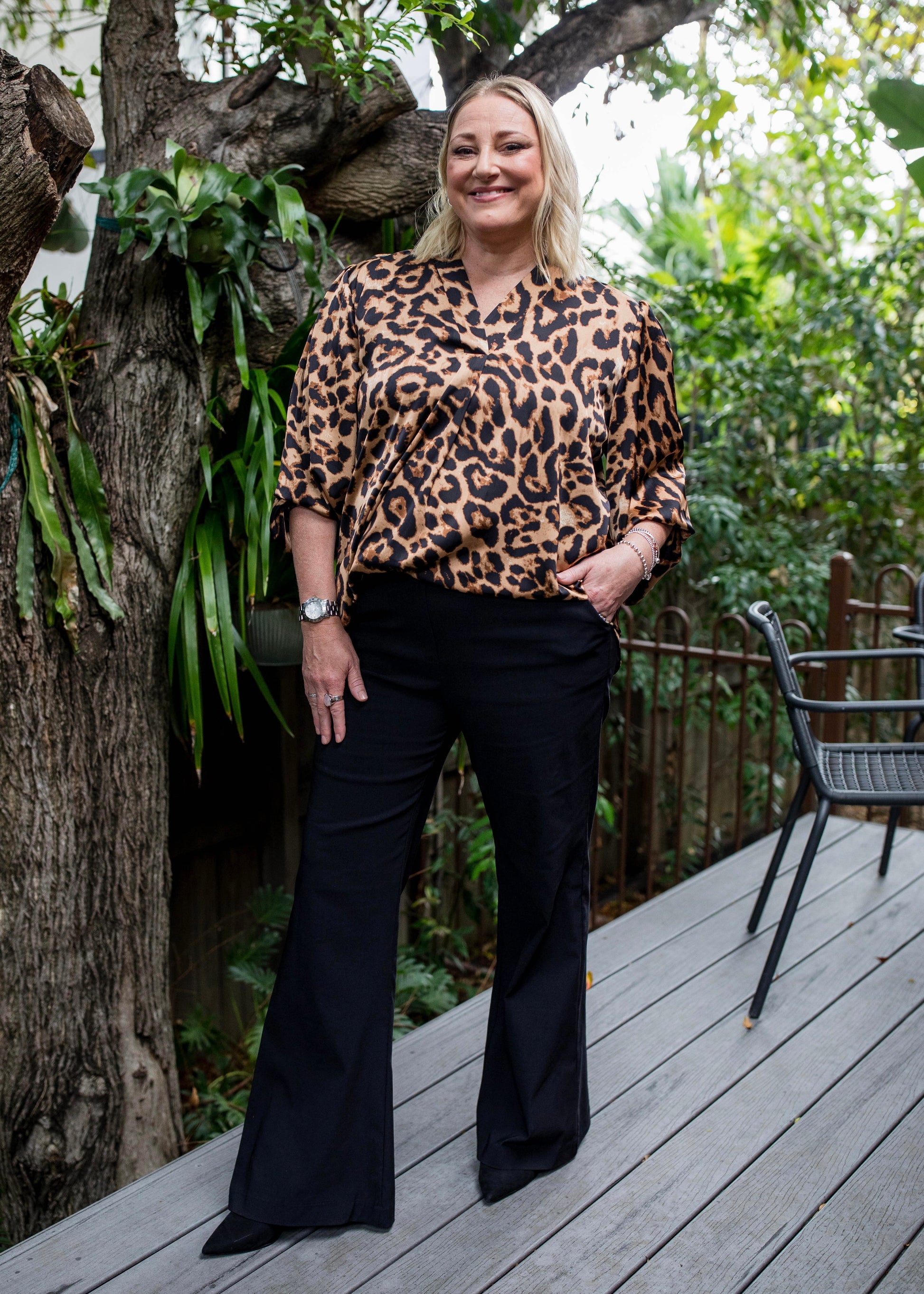 Banksy V billow blouse in Zoo print