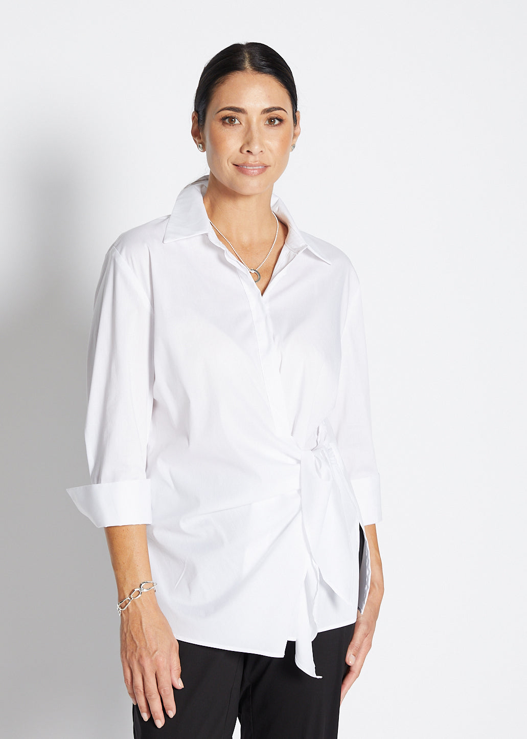 Decible City stretch cotton shirt in white, sustainable slow fashion ethically made in Australia by Philosophy Australia