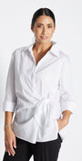 Decible City stretch cotton shirt in white, sustainable slow fashion ethically made in Australia by Philosophy Australia