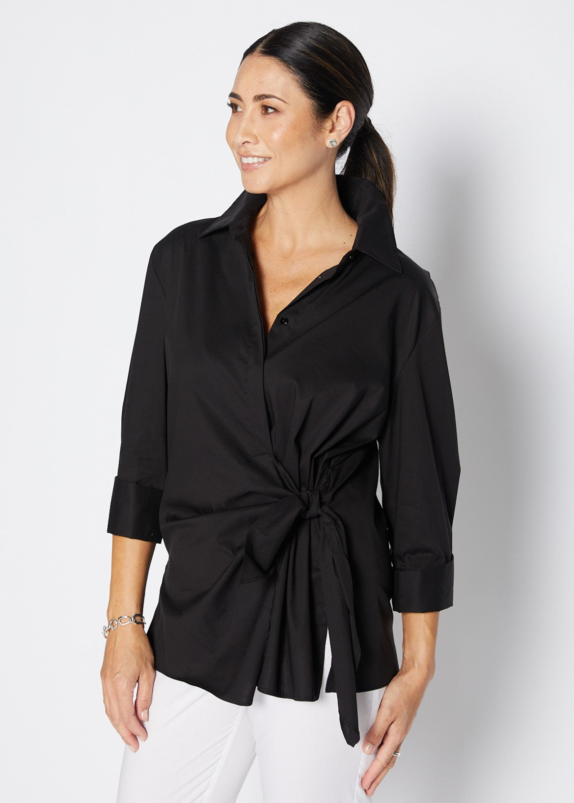Decible City stretch cotton shirt in black