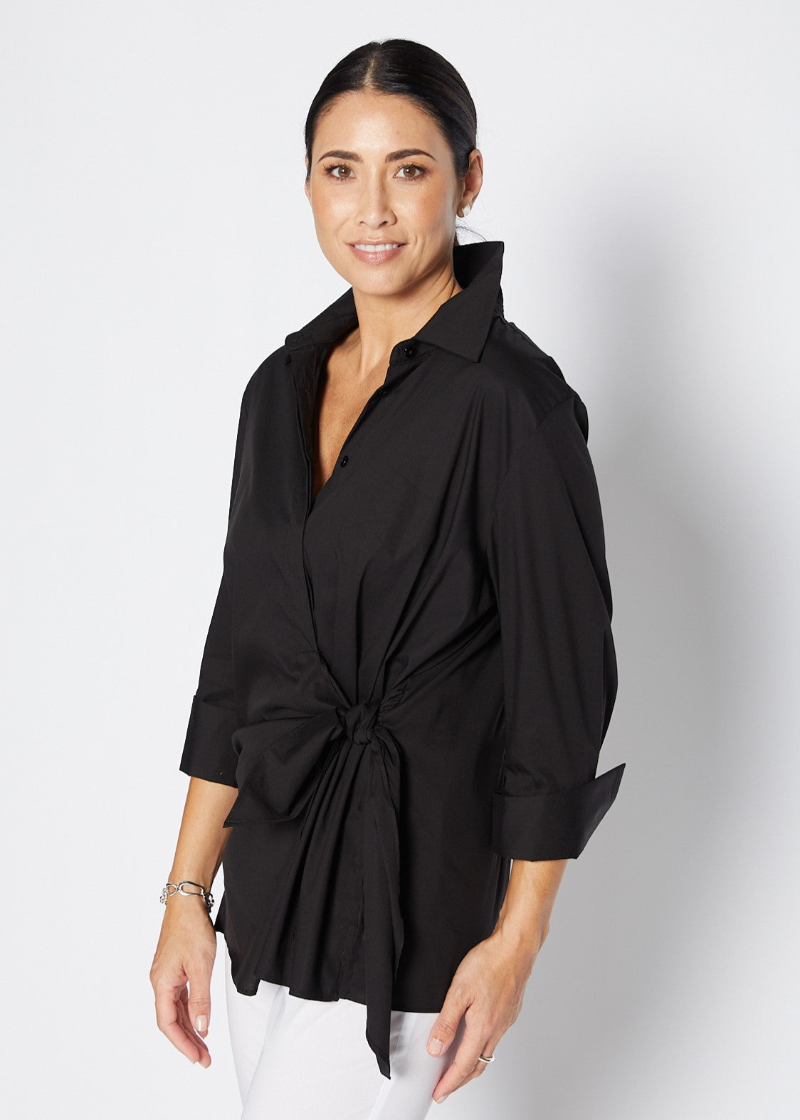 Decible City stretch cotton shirt in black