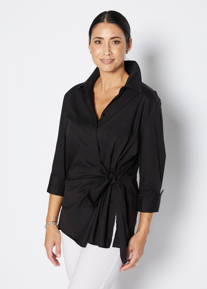 Decible City stretch cotton shirt in black