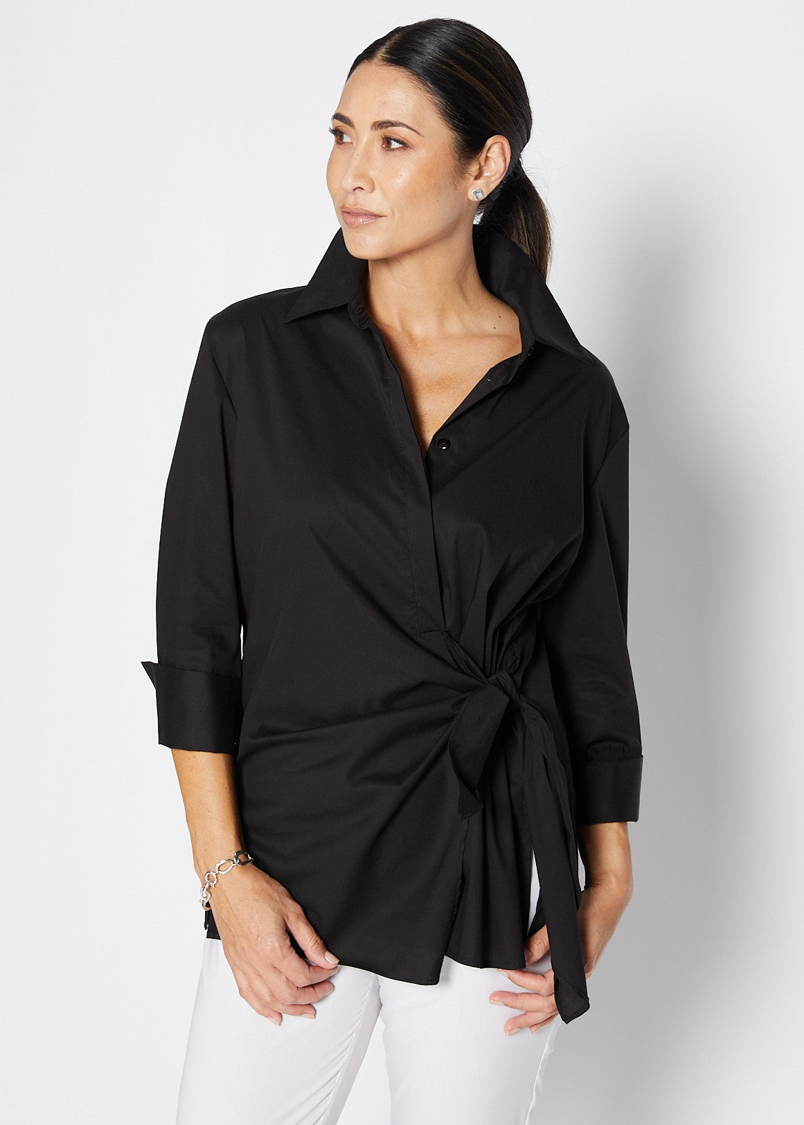 Decible City stretch cotton shirt in black