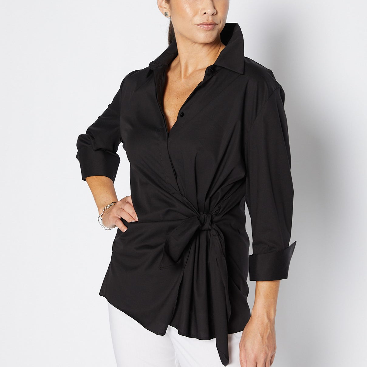 Decible City stretch cotton shirt in black