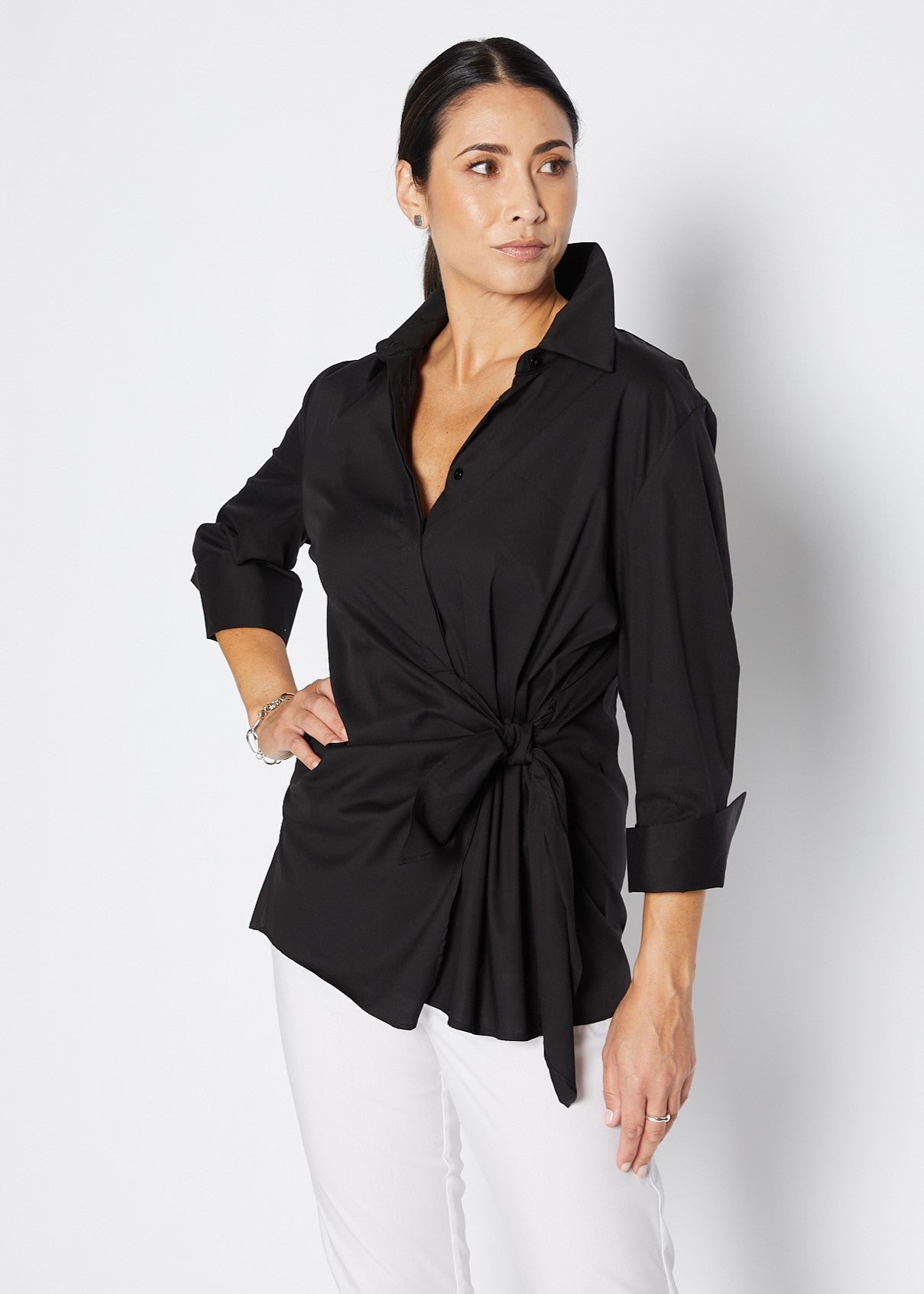Decible City stretch cotton shirt in black