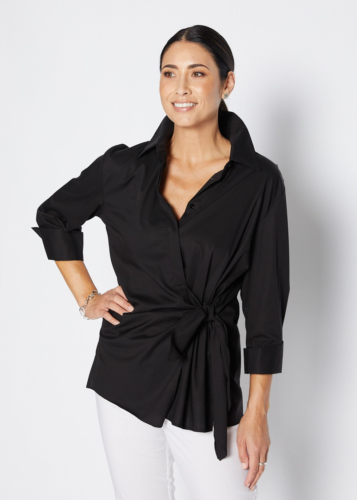 Decible City stretch cotton shirt in black